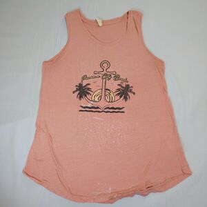US Apparel Panama City Beach FL Racerback Tank Top Sz L Coral Orange Nautical